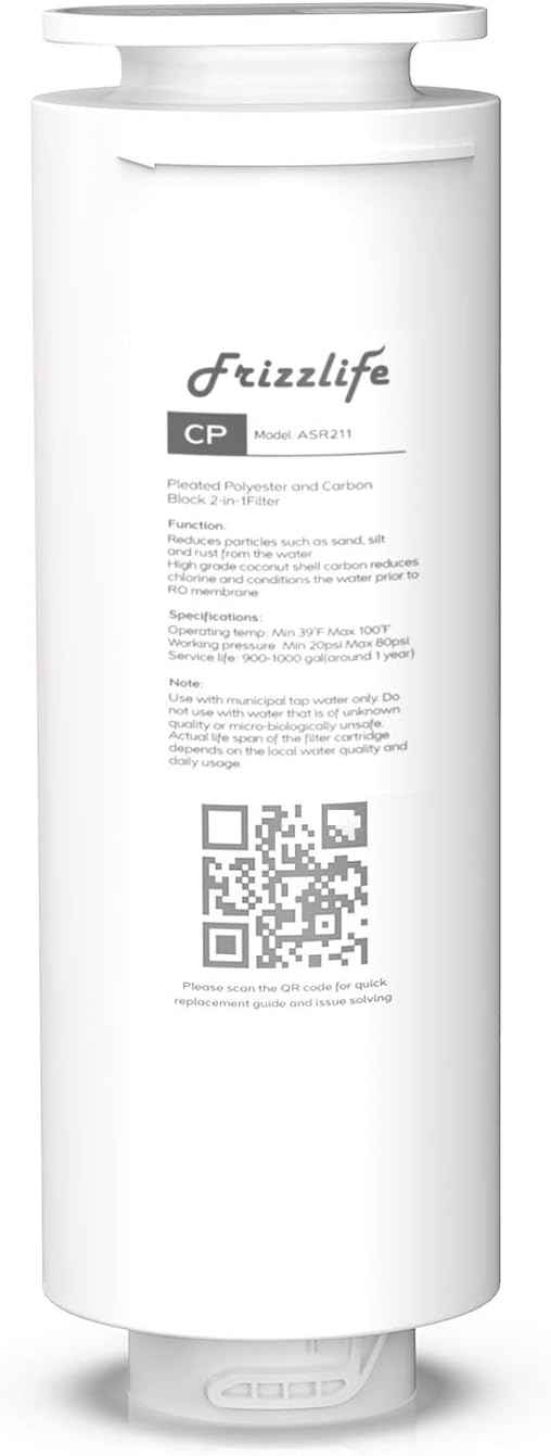 Frizzlife ASR211 Replacement Filter Cartridge For PD600-TAM3, PD400, PD500, PD800-TAM4 Reverse Osmosis System (1st Stage)