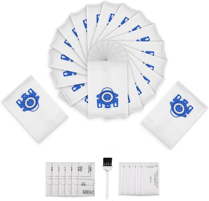 Improvedhand 20 Packs 3D Airclean Bags Replacement for Miele GN Vacuum Classic C1 Complete C1 Complete C2 S227 S240 S270 S400 S2 S5 S8 Series with 5 Motor Protection Filters, 5 AirClean Filters - AquaVibe