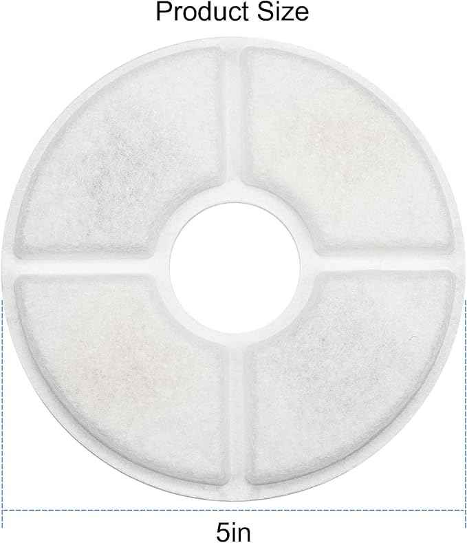 Cat Water Fountain Filters, 6-Pack Round Carbon Filters for Stainless Steel Top Cat Fountain