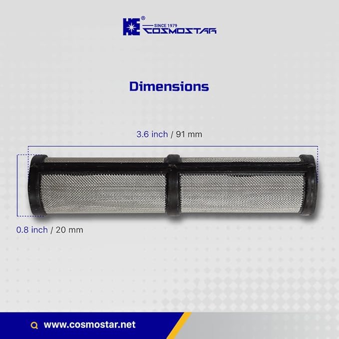Cosmostar FP091-60M, 10 pcs of Airless Paint Sprayer Filter, 60 mesh, Compatible with Graco 246384 Filter, 390 395 490 495 595 Pump Manifold (FP091-60M)