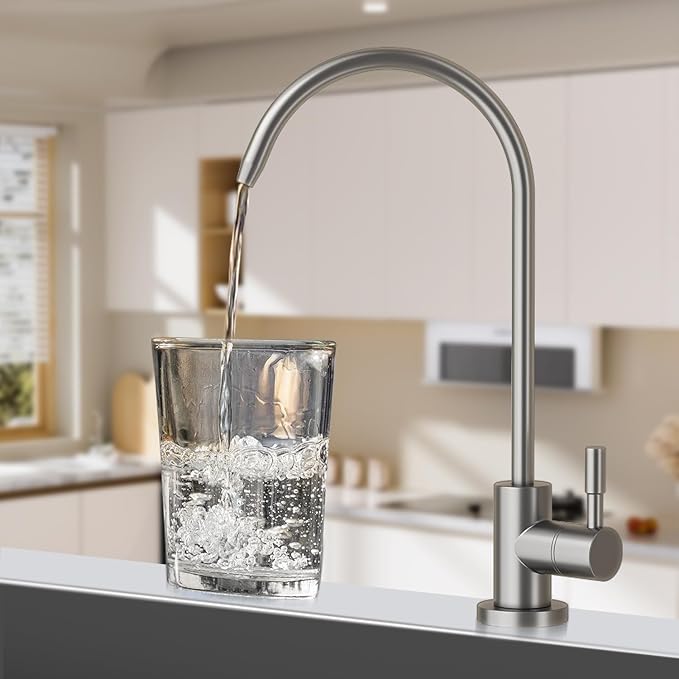 Kitchen Sink Faucet with Pull - Down Sprayer, 2 - Handle 3 - in - 1 Kitchen Sink Filter Faucet, Cold and Hot Mixer Drinking Water Faucet (Grey-01)