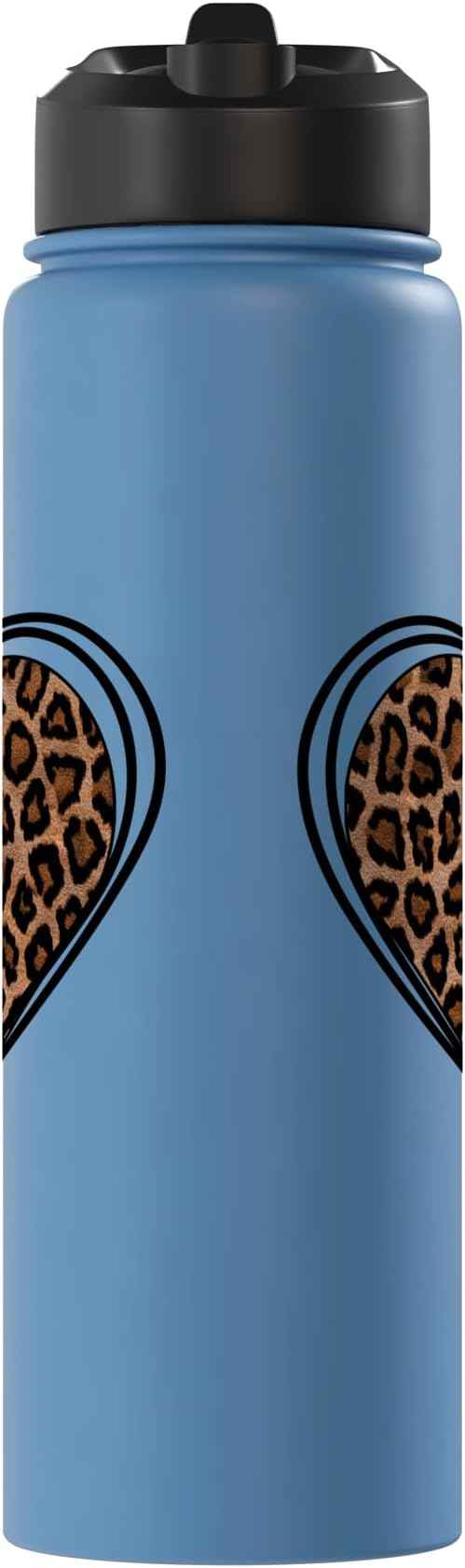 Heart Shape - Cute Cheetah Leopard Print Graphic Stainless Steel Insulated Water Bottle