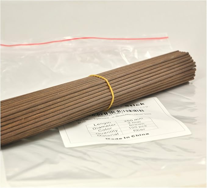 50 Pieces Fiber Reed Diffuser Replacement Refill Sticks for Aroma Fragrance (Brown, 8" x3mm) - AquaVibe
