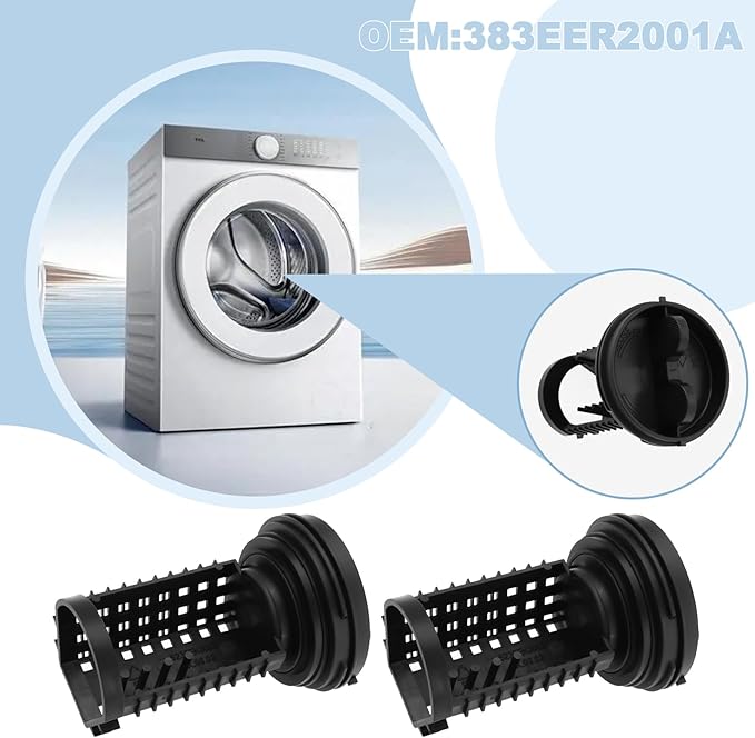 The Lord of the Tools 2Pcs Washing Machine Filter Machine Drain Pump Filter Cap 383EER2001A Compatible with LG F1069FD.ABWQEUK F1069FD2P.ABWQEUK Black 96mm - AquaVibe