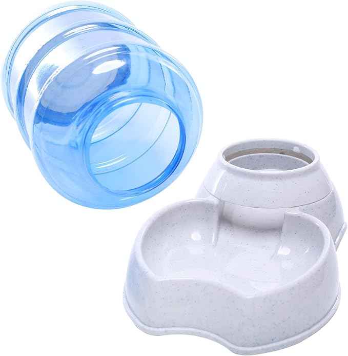 Pet Feeder and Water Food Dispenser Automatic Water Bowl for Dogs Cats, BPA-Free, Gravity Refill, Self Feeding for Small Medium Pets Puppy Kitten Rabbit - 1 Gallon 3.8L (Waterer + Feeder)