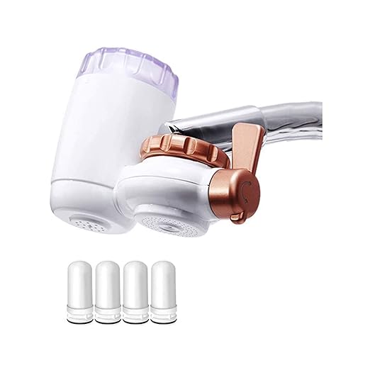 Tap Water Filter System Water Purifier Filtration Reduce Lead Chlorine BPA Free Fits Most Standard Faucets (4 Filter Included)