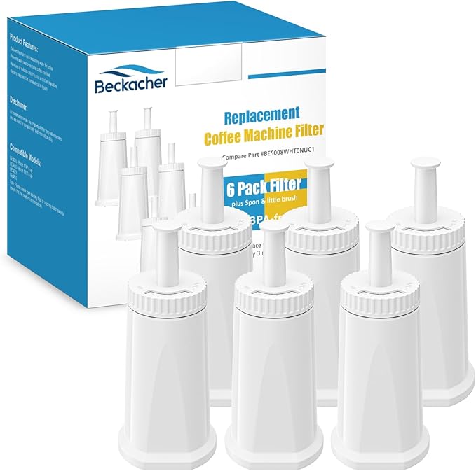 6 Pack Upgrade Water Filters Compatible with Breville BES880 Barista Touch, BES990 BES980 Oracle Touch and BES878 BES920 Bambino ClaroSwiss Sage Espresso coffee Machine, #BES008WHT0NUC1 - AquaVibe