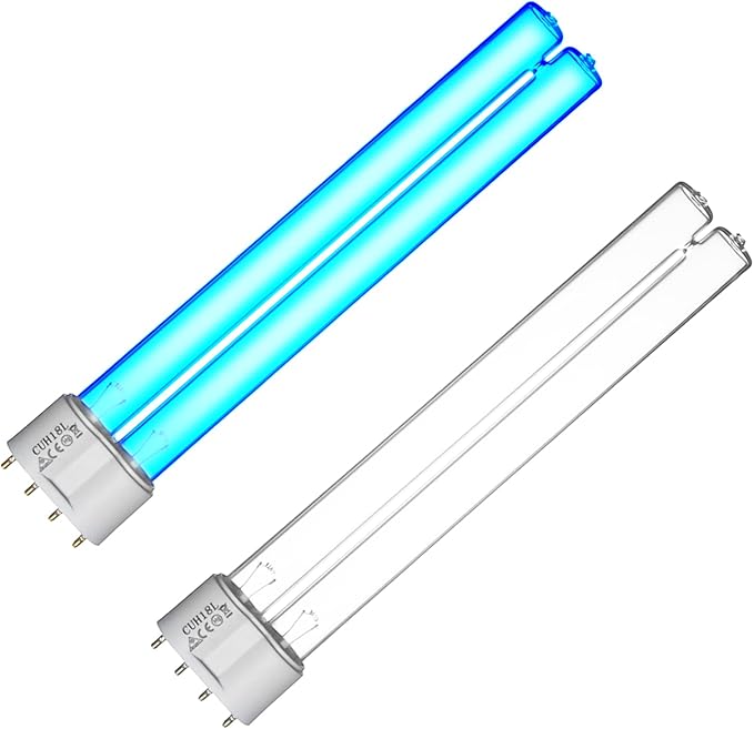 2 Pack 18 Watts UV Light Bulb Replacement UV Light for Pond Clarifier for Outdoor Ponds 4-Pin Base