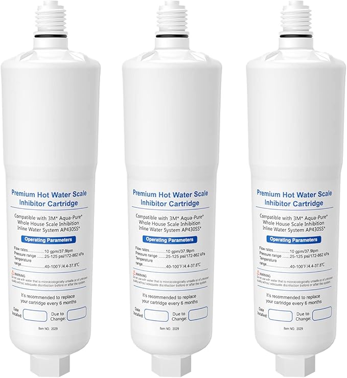 3 Pack AP431 Cartridge, Replacement for Aqua-Pure Whole House Scale Inhibition Inline Water System Helps Prevent Scale AP430SS - IT'S PURE EXPERT