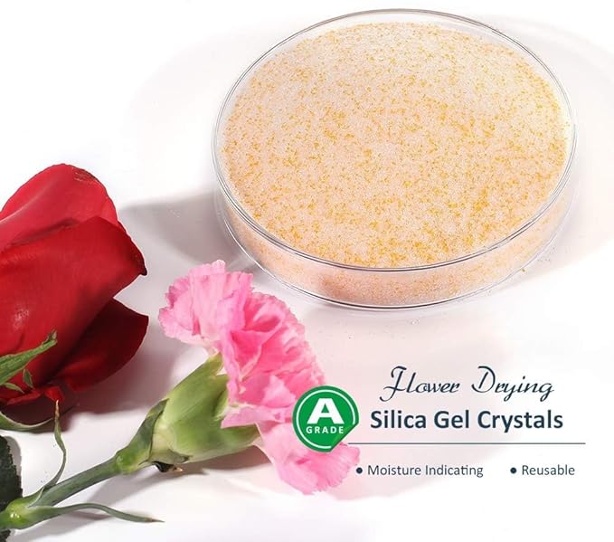 wisedry Silica Gel Flower Drying Crystals - 5 LBS, Fine Crystals < 1mm, Color Indicating, Reusable