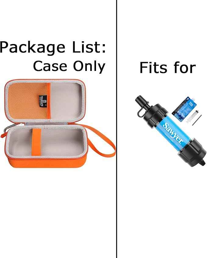Water Filter for Sawyer Products Mini Water Filtration System, Protective Carrying for Drinking Straw, Squeeze Pouch and Other Accessories (Orange)