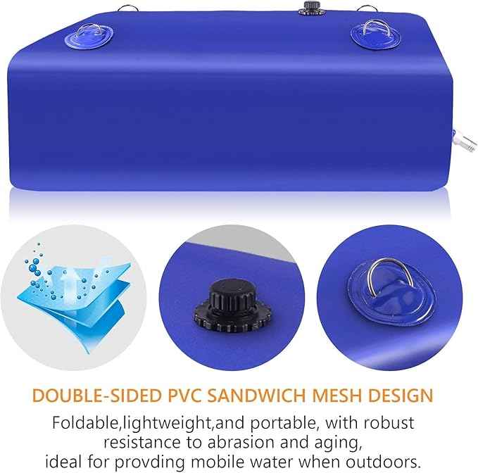 Water Tank, Water Storage Bladder, Portable Water Tank, Water Bladder Tank, Large Water Storage, Water Storage Containers for Camping, Garden, Emergency Water Storage Black