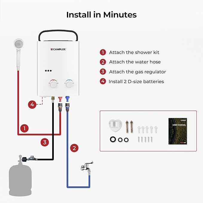 CAMPLUX Tankless Water Heater Outdoor, 1.32 GPM Portable Propane Camping Water Heater, 5L, AY132, White