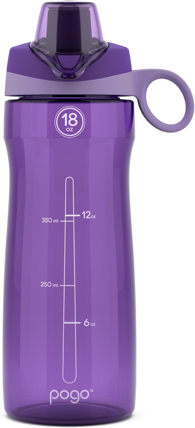 Pogo BPA-Free Plastic Water Bottle with Chug Lid, 18 Oz, Purple
