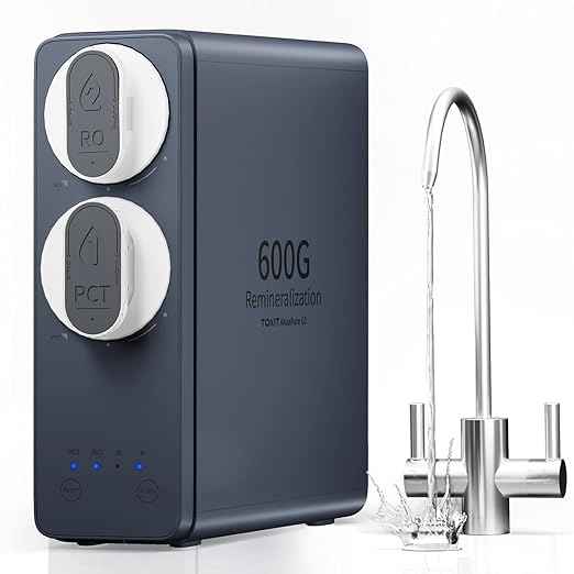 TOKIT U2 Reverse Osmosis System, Tankless Alkaline Mineral Reverse Osmosis Water Filter, NSF/ANSI 58,Under Sink Water Filter RO System, 600 GPD, 2:1 Pure to Drain, 2 Way Faucet