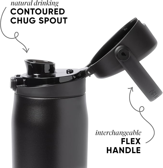 Simple Modern Mesa Sport Water Bottle with Covered Chug Lid | 30oz Cup Holder Friendly Insulated Stainless Steel Bottle for Gym, Sports and Travel | Midnight Black