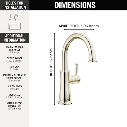 Delta Faucet Clarifi Under Sink Reverse Osmosis Water Filter System with Polished Nickel Traditional Beverage Dispenser Faucet