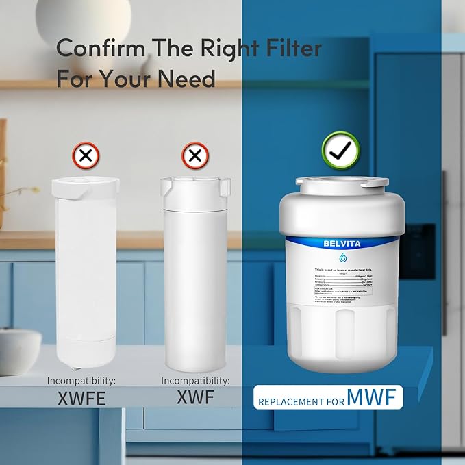 BELVITA Compatible with MWF, MWFINT, 46-9991, SnnartWater, MWFP, MWFA, GWF, HDX FMG-1, WFC1201, GSE25GSHECSS, PC75009, RWF1060, 197D6321P006(3 Pack,White)