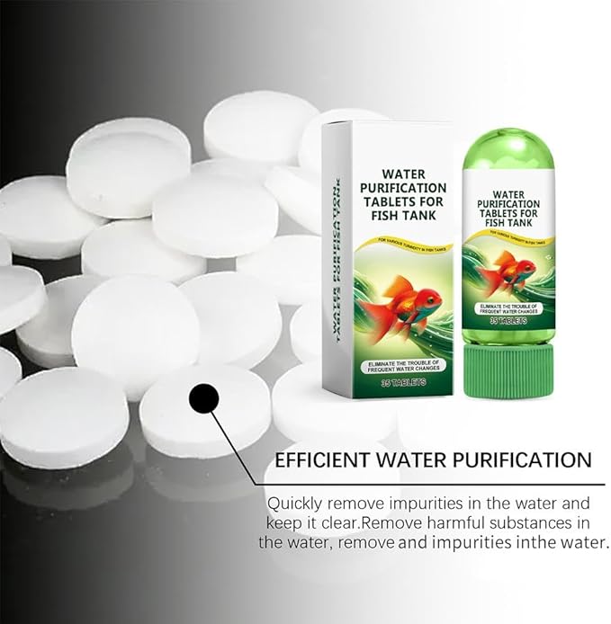 3PC Water Purification Tablets for Fish Tank,Powerful Aquarium Water Purification Tablet for Fish Tank,Efficient Clear Turbidity & Improve WaterQuality,Remove All Kinds of Turbidity from FishTankWater
