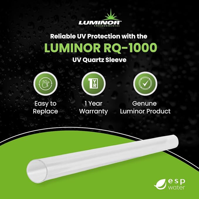 Luminor RQ-1000 UV Quartz Sleeve for Commercial LR6-855, LR6-1755, LK6-A22, LK6-A42, LK6-AK2 Model UV Water Filter Systems, Genuine OEM Domed-Style Replacement Protects UV Lamp, 41.2 Inches Long