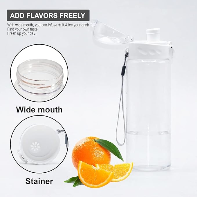 Tritan Clear Water Bottle | No Markings BPA Free 24oz Sports Water Bottle | Leak Proof Re-Usable Flip Top Plastic Drinks Bottles for School, Office, Gym, Cycling (Clear-24oz)