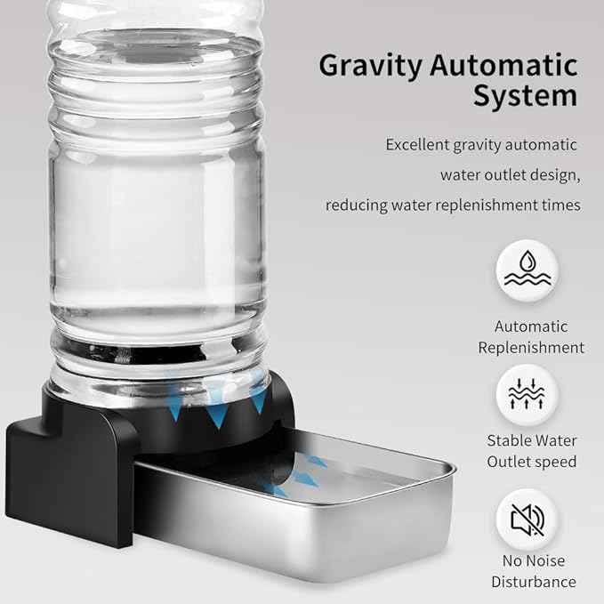 Marchul 1.9 Gallon Dog Water Dispenser, Automatic Dog Water Dispenser with Placemat and Stainless Steel Bowl, Large Gravity Pet Bowl for Dogs Medium to Large (7.2L + 3 Filters + Mat)