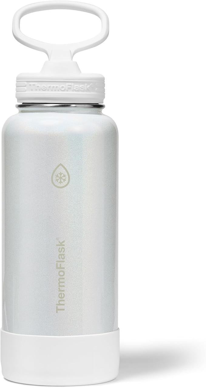ThermoFlask 32 oz Double Wall Vacuum Insulated Stainless Steel Water Bottle with Straw Lid, Optic White