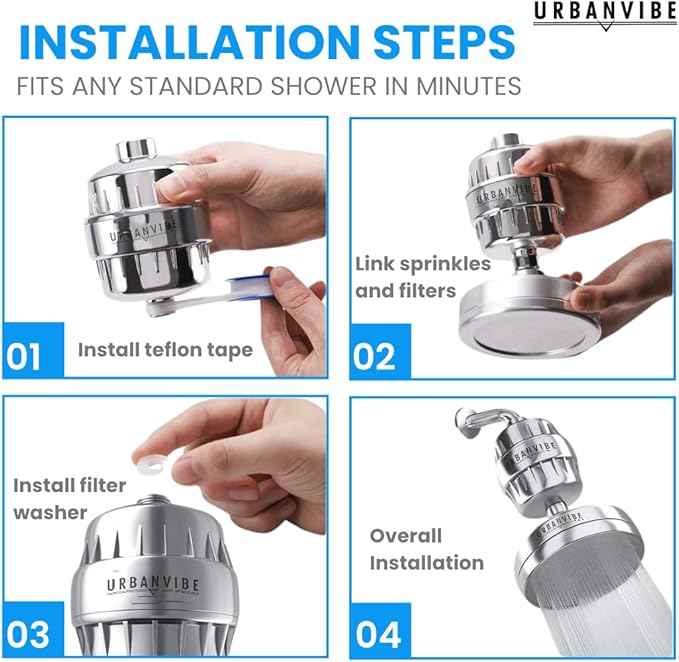 Urbanvibe Luxury Filtered Shower Head Set 20+3 Stage Shower Filter for Hard Water - Removes Chlorine and Harmful Substances - Showerhead Filter High Output