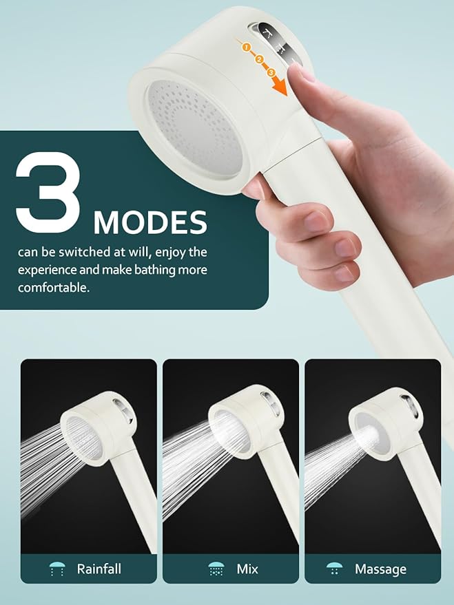 Ion Drops Filtered Shower Head with Handheld, High Pressure Shower Heads with 3 Spray, Showerhead with Filters Hand held for Hard Water, Remove Chlorine, Reduces Dry Itchy Skin