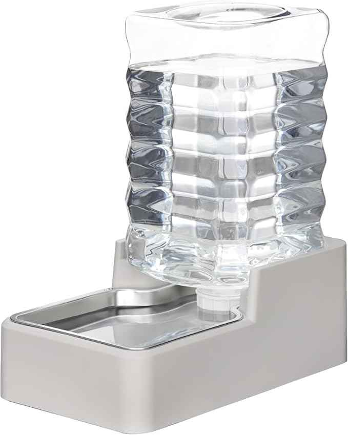 RIZZARI Stainless Steel Pet Water Feeder: 9L Gravity Leak-Proof Auto Refill Water Dispenser - 304 Stainless Steel Bowl - Hygienic & Rust-Resistant - No Filter - for 30-60 LB Dogs - Home/Office