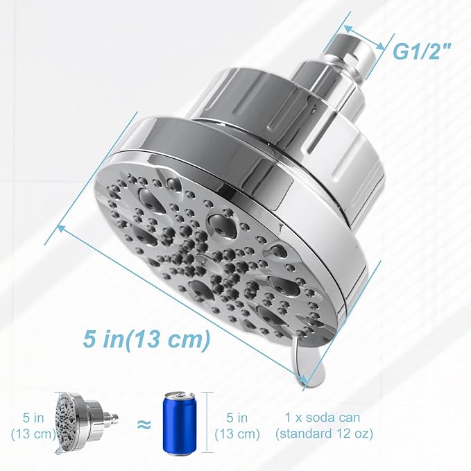 OFFO Filtered Shower Head, 20 Stage Shower Filter Head for Hard Water with Pause Mode, 9 Modes High Pressure Shower Head with Filter for Remove Chlorine and Harmful, Chrome - AquaVibe