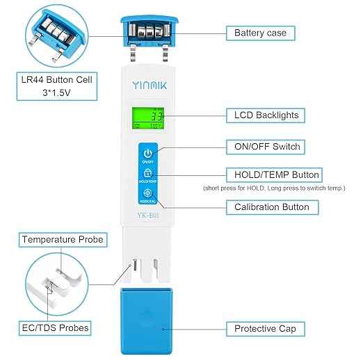 YINMIK Digital pH Meter TDS Meter Combo Accurate Measurement for pH TDS EC Temp with ATC, 2nd Generation Water Quality Tester with Horizontal Display for Hydroponic Swimming Pool Aquarium
