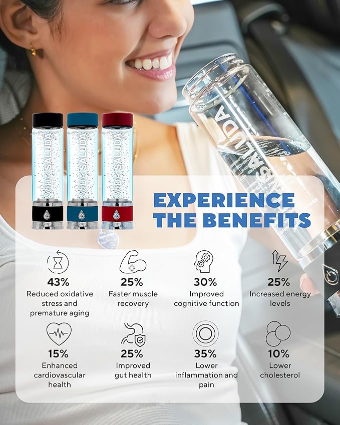 Hydrogen Water Bottle Generator 500ml Portable SPE PEM Hydrogen Rich Water Maker with Titanium Platinum Plates Fast Rechargeable Ionized Water Bottle for Home Travel Gym Hydration