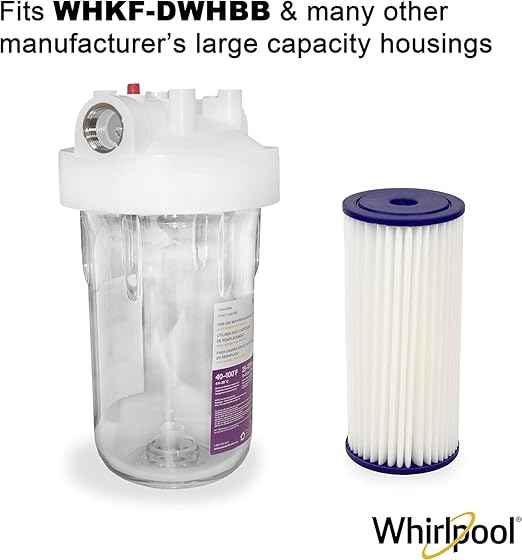 Whirlpool 10" x 4.5" Whole House Water Filter WHKF-WHPLBB, Full Case of 4 Pleated Filters, NSF Certified 20-Micron Rating Reduces Sediment, Fits Most 4.5 inch Diameter Standard Water Filter Housings