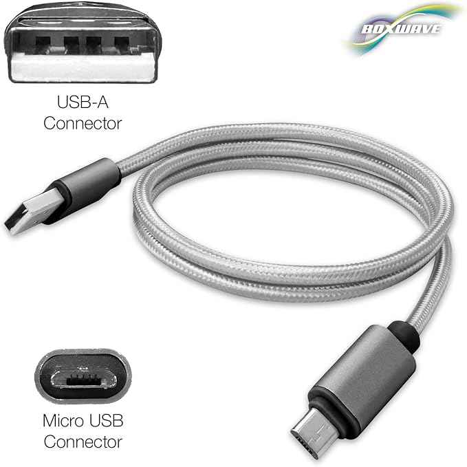BoxWave Cable Compatible with LARQ Bottle PureVis 25 oz - Micro USB DuraCable, Braided Micro USB Charging Cable - Space Grey