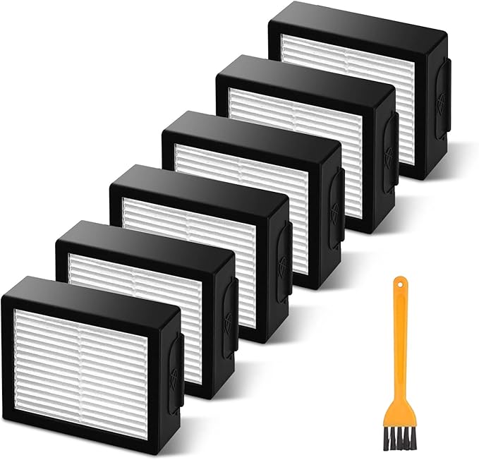 6 Pack Filter Replacements Compatible With i Robot Roomba E I & J Series E5 E6 i1 i1+ i3 i3+ i4 i4+ i5 i5+ i6 i6+ i7 i7+ i8 i8+ NOT for J9, High Efficiency Filter for iRobot Roomba Replacement Parts - AquaVibe