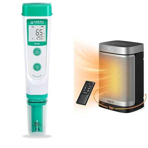 APERA INSTRUMENTS AI209 Value Series PH20 Waterproof pH Tester Kit & Dreo Space Heater Indoor, 1500W Portable Heaters with Remote, PTC Ceramic Electric Heater for Bedroom