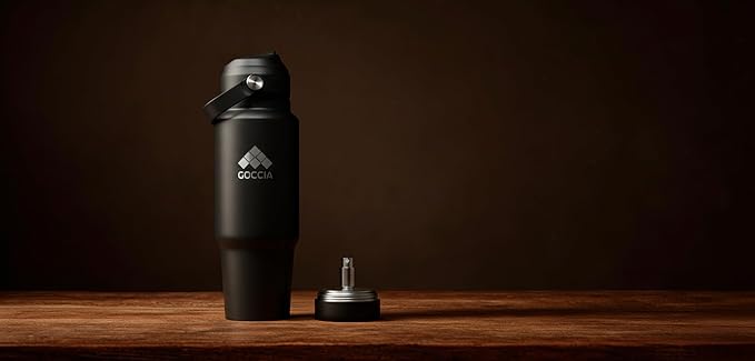 Sip & Scent 2-in-1 Smart Design 30 oz Insulated Water Bottle with Straw and Spout Lids and Refillable Perfume Container – 3-Layer Copper-Core, Leak-Proof Stainless Steel Water Bottle (Black)