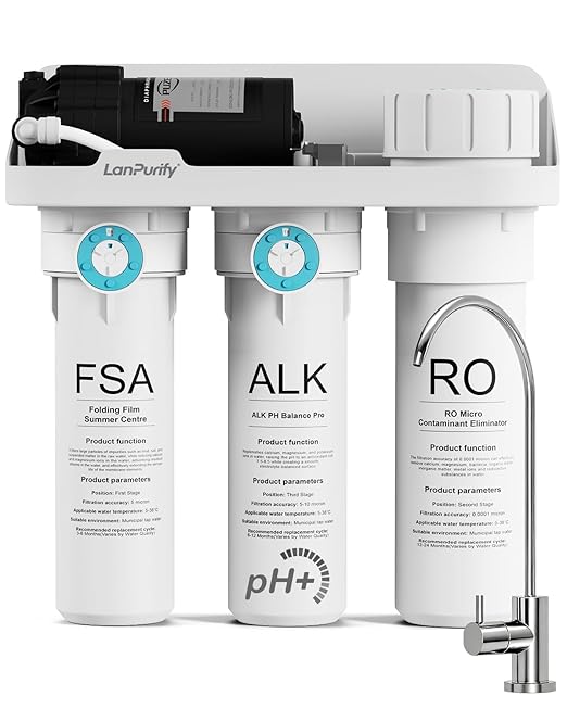 ROWF-05-pH+ Alkaline Reverse Osmosis Water Filter, 450G Tankless RO Water Filtration System, 7-Stage Undersink RO System with NSF/ANSI 58 Certified, 2:1 Pure to Drain, Requires Power Outlet