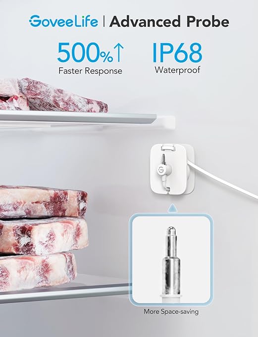 GoveeLife Upgraded Smart Water Leak Detector 1s with 1804ft Ultra-Long Range Bundle with GoveeLife WiFi Refrigerator Thermometer with Alarm