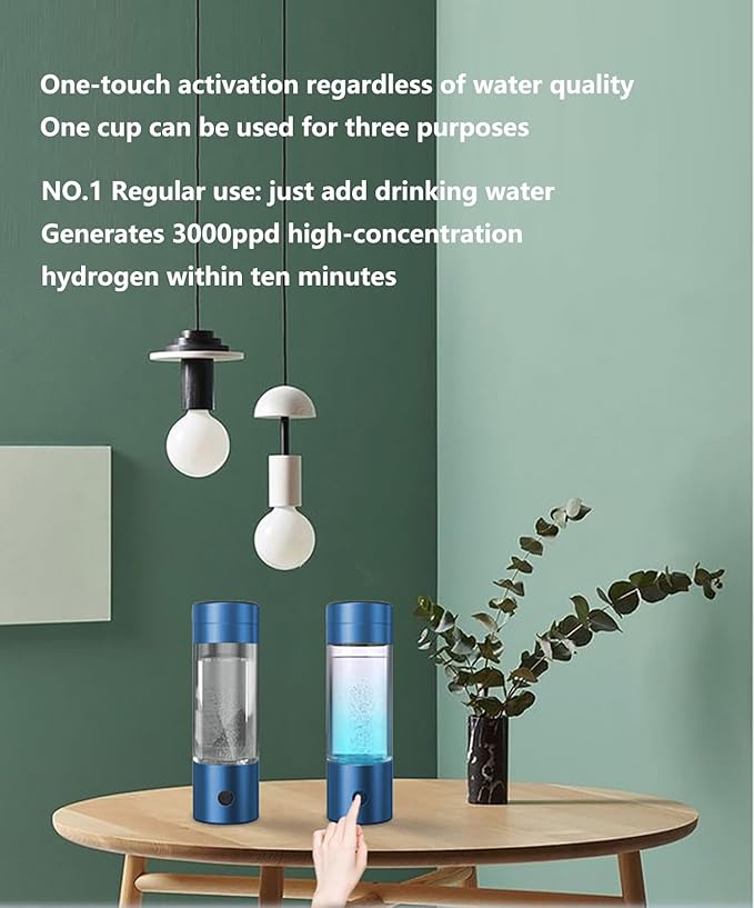 3 in 1 Hydrogen Water Bottle Generator, Portable Rechargeable PEM Hydrogen Water Machine, Smart Molecular Hydrogen Water Ionizer, Rich Hydrogen Cup for Fitness, Travel & Daily Hydration