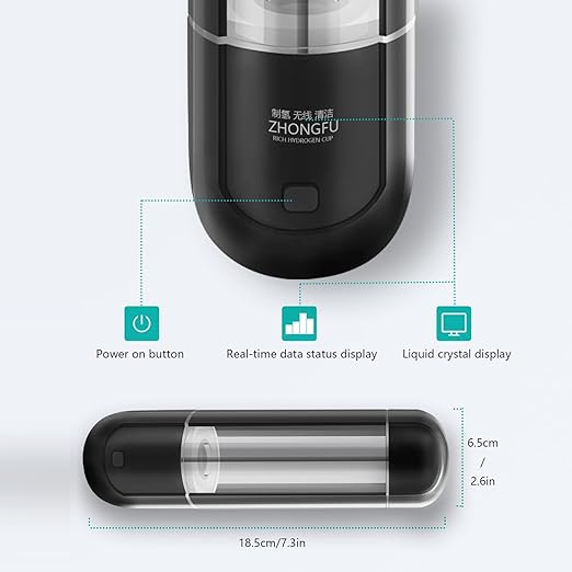 ZFFQ-500 Hydrogen-Rich Water Cup, Portable Dual-use, Wireless Charging, LCD Display, Base Separation, regulating Water weak Alkaline, Applicable to Pure Water, Rapid Electrolysis Water.
