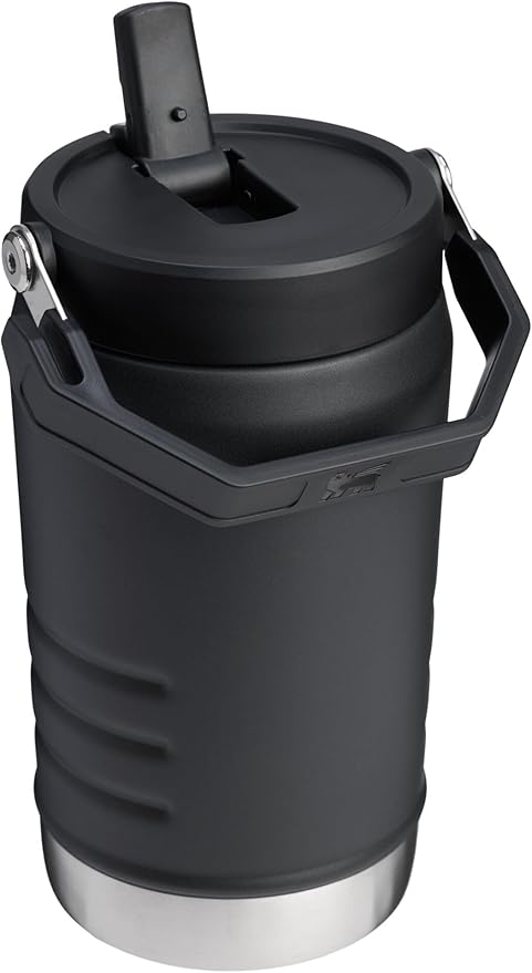 STANLEY IceFlow 2.0 Flip Straw Jug with Handle 40 oz | Twist On Lid and Flip Up Straw | Leakproof for Travel and Sports | Insulated Stainless Steel | BPA-Free | Black 2.0