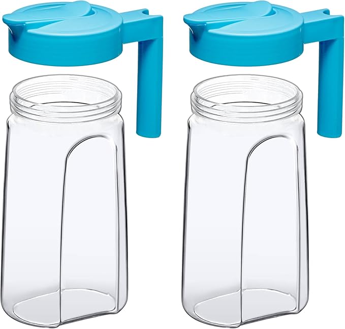 Amazing Abby - Slim Mini - 2-Pack Tritan Pitcher (48 oz), Unbreakable Plastic Water Pitcher with Lid, BPA-Free, Heat-Resistant, Dishwasher-Safe, Great for Both Iced and Hot Drinks, Blue