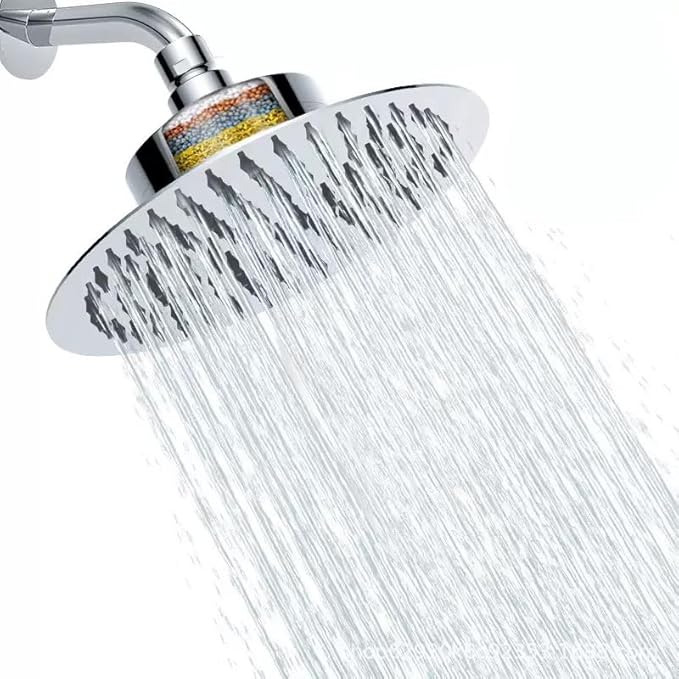 Filtered Shower Head, Stainless Steel, High Pressure Fixed Shower head, Hard Water Filter,