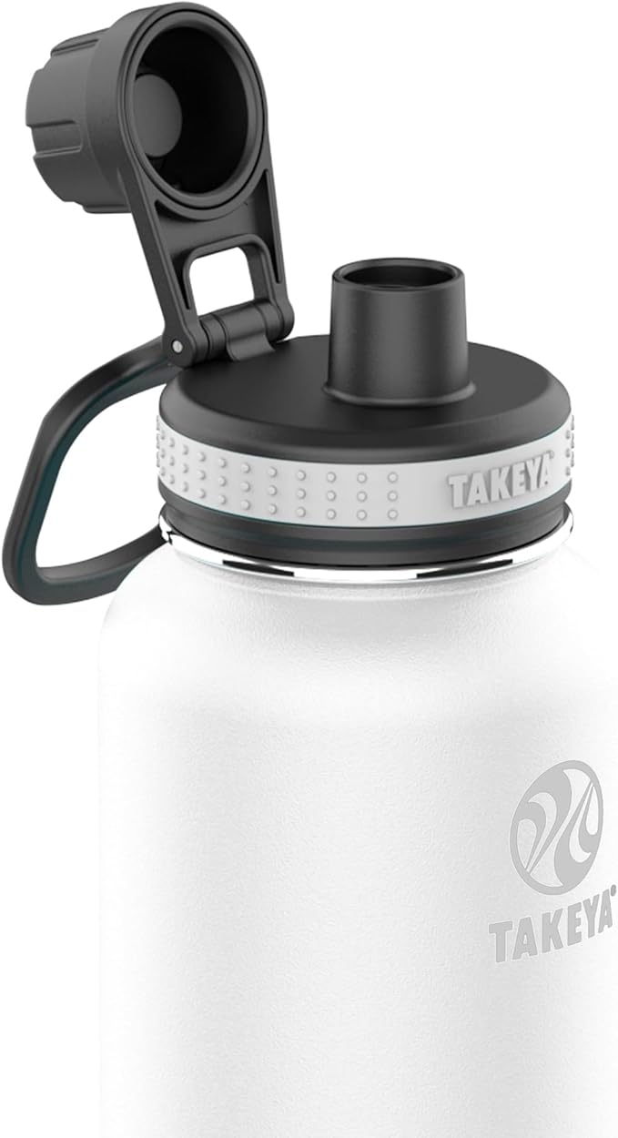 Takeya Originals Vacuum-Insulated Stainless-Steel Water Bottle, 40oz, White