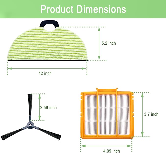 RV2610WA Replacement Parts Compatible with Shark RRV2610WA AV2610WA RV2620WD AV2620WD RV2610WD RV2610WD RV2610WFUS RV2410WD AI Ultra 2- in-1 Robot Vacuum, 4 Mop Pads, 3 Filters, 6 Side Brush - AquaVibe
