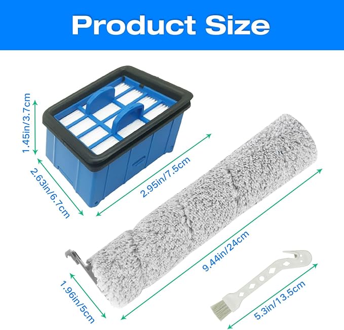 Home Times Replacement Brush Roll for Bissell CrossWave OmniForce 3882 Wet and Dry Vacuum cleaner (2 Roller+4 Hepa Filters) - AquaVibe