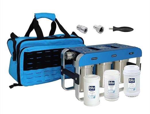 GoBluTech AR3, RV Water Filter System, 0.2 Micron Filter for Campers with Compact 5-inch Filters, 3 Stage Premium Filtration System, for RVs, Vans, and Boats - US Veteran Owned