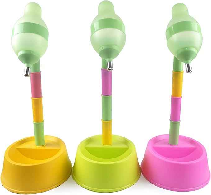 NACOCO Pet Standing Water Dispenser Cat Dog Standing Bowl with Detachable Pole Automatically Feeding Water Height Adjustable (Red)